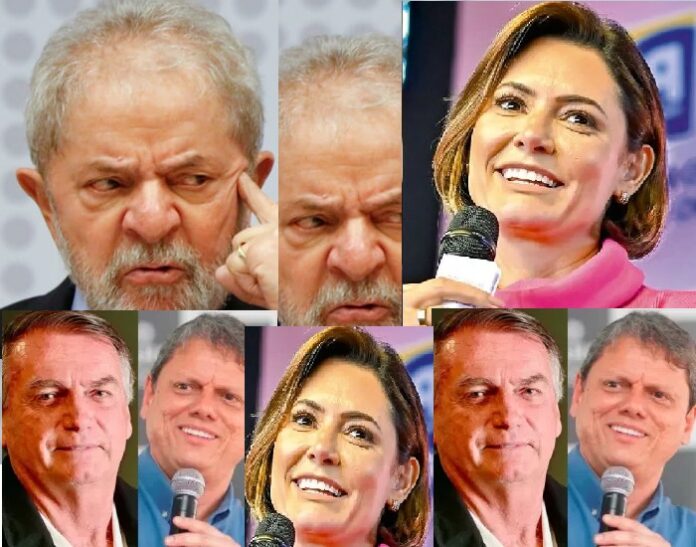 Foto Reprodução montagem da internet Rede Social. Lula Bolsonaro Michelle Tarcicio