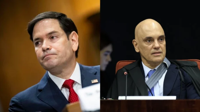 Rubio falou que há possibilidade de aplicar sanção contra Moraes Foto: EFE/EPA/GRAEME SLOAN // Rosinei Coutinho/STF