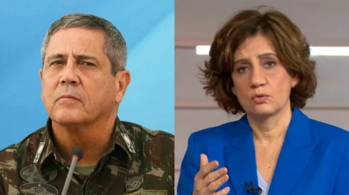 Braga Netto e Miriam Leitão Foto: Marcelo Camargo/Agência Brasil; Foto: Reprodução/TV Globo