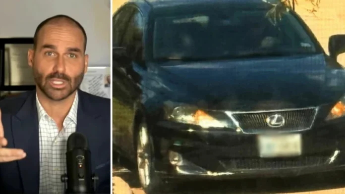 Eduardo Bolsonaro e carro suspeito de monitorá-lo Fotos: Reprodução/YouTube Claudio Dantas | Reprodução / Redes sociais Eduardo Bolsonaro e carro suspeito de monitorá-lo Fotos: Reprodução/YouTube Claudio Dantas | Reprodução / Redes sociais