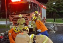 Colisão na L4 Norte mobiliza bombeiros e deixa motociclista ferido