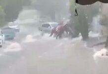 Vídeo: Resgate da menina que ficou presa pelo cabelo debaixo do carro na enxurrada, em Goiânia