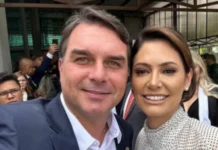 Michelle apoia indicação de Flávio para 2026: “Que Deus te abençoe” Flávio e Michelle Bolsonaro Foto: Reprodução Instagram @flaviobolsonaro