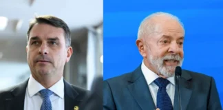 Flávio critica Lula após Brasil condenar ataques contra o Irã Flávio Bolsonaro e Lula Foto: Andressa Anholete/Agência Senado // Ricardo Stuckert/PR