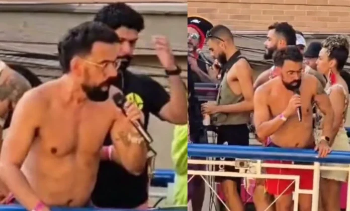 Ativista LGBT durante discurso no carnaval Foto: Reprodução/Print de vídeo do Instagram Ativista LGBT durante discurso no carnaval Foto: Reprodução/Print de vídeo do Instagram