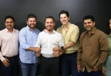 Prefeito de Ouro Verde de Goiás deixa o PL, se filia ao MDB e declara apoio a Daniel Vilela refeito de Ouro Verde de Goiás, Rodrigo Fonseca, oficializa filiação ao MDB ao lado do vice-governador Daniel Vilela e declara apoio ao projeto do emedebista ao governo de Goiás. Foto: Divulgação