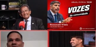 Foto: Programa vozes da Comunidade - Apresentador Jornalista Toni Duarte e Jornalista Silvano lima - entrevista ao deputado distrital Roosevelt Viela (PL)
