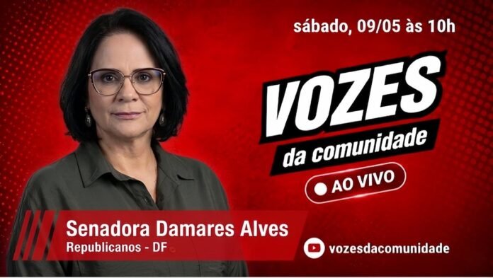 Damares Alves - Programa Vozes da Comunidade. Foto Reprodução