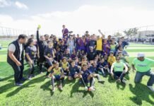 A governadora Celina Leão inaugurou, na manhã deste sábado (27), o campo de grama sintética no Itapoã Parque | Fotos: Matheus Borges/Agência Brasília