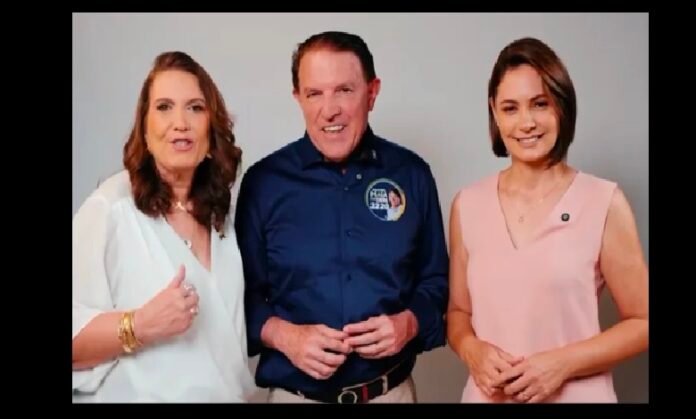 Foto: Bia, Agaciel e Michelle Bolsonaro - Print de vídeo
